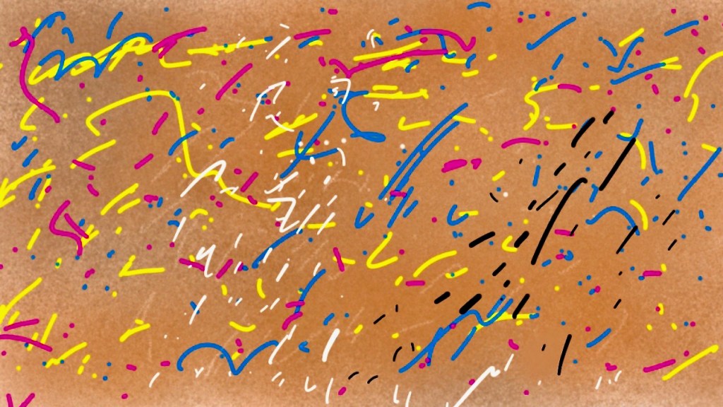 Colorful squiggles on beige