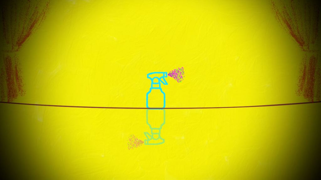 Cleaning bottle on stage