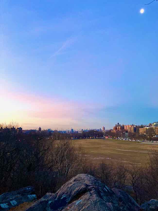 Sun rising over New York City and Van Cortlandt Park